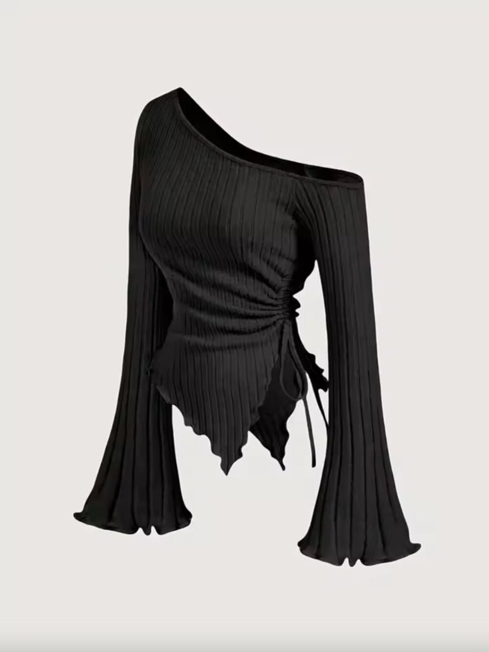 NWOT • asymmetrical ruched off-shoulder long sleeve top